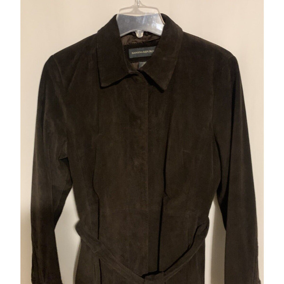 Banana Republic Womens Coat Medium Leather Brown Thick Lined Pockets - Picture 2 of 13